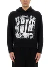 Helmut Lang Black Scribble Hoodie In Black