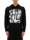 Helmut Lang Black Scribble Hoodie In Black