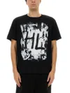 Helmut Lang Scribble Crew Neck Graphic Print Short Sleeves In Black