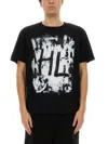Helmut Lang Scribble Crew Neck Graphic Print Short Sleeves In Black