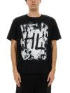Helmut Lang Scribble Crew Neck Graphic Print Short Sleeves In Black