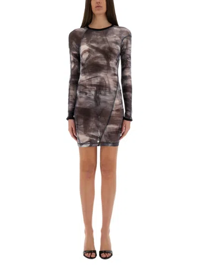Helmut Lang "scribble Twisted" Dress In Blue