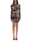 Helmut Lang Scribble Twisted Dress In Grey