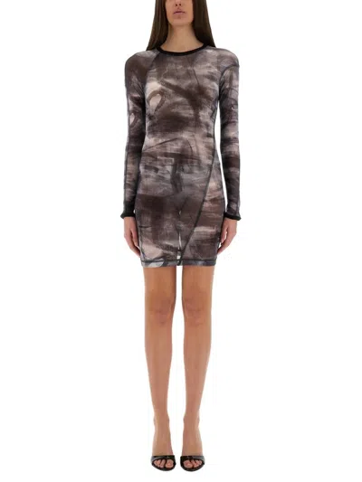 Helmut Lang "scribble Twisted" Dress In Multi