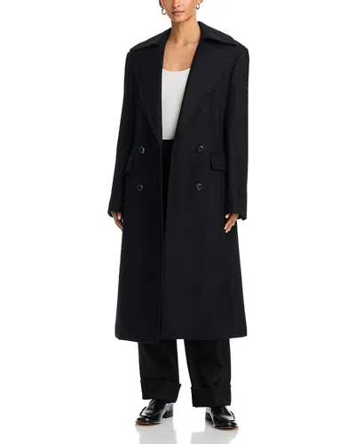 Helmut Lang Sculptural Double Breasted Coat In Black