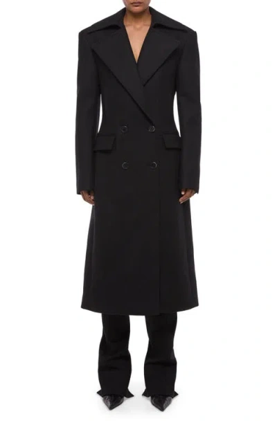 Helmut Lang Sculptural Wool Blend Coat In Black