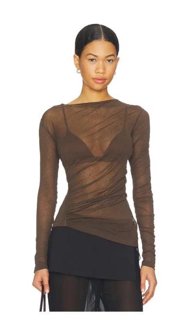 Helmut Lang Seamed Wind Top In Brown