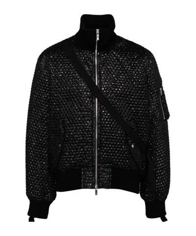 Helmut Lang Seatbelt Silk-blend Bomber Jacket In Black