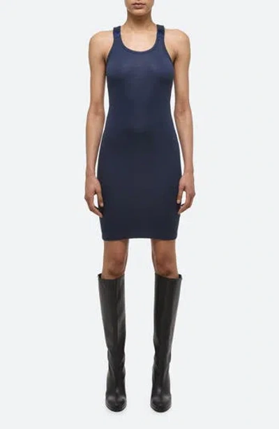 Helmut Lang Seatbelt Ribbed Tank Dress In Navy - G0f