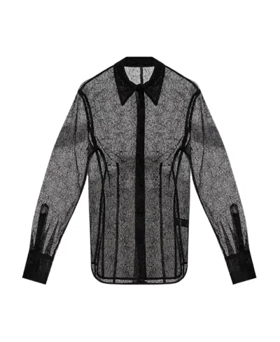 Helmut Lang Semi-sheer Mesh-design Shirt In Black