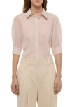 Helmut Lang Semi-sheer Stripe Button-up Crop Top In Multi