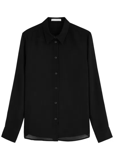 Helmut Lang Semi-sheer Wool-blend Shirt In Black