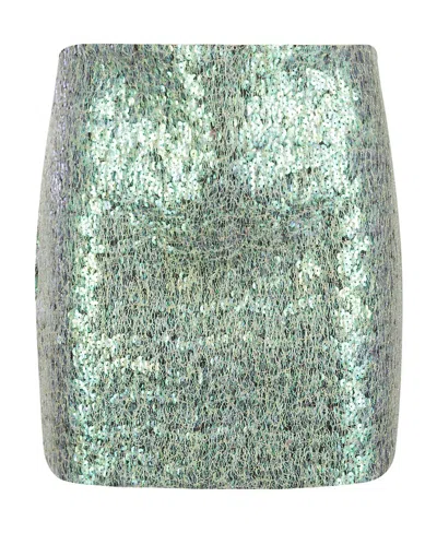 Helmut Lang Sequin-embellished Mesh Miniskirt In Green