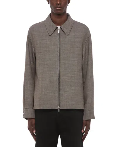 Helmut Lang Sharkskin Wool Blend Shirt Jacket In Brown
