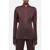 Helmut Lang Shawl Collar Button-up Shirt In Gold