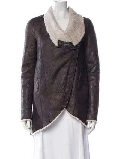 Pre-owned Helmut Lang Shearling Biker Jacket In Brown