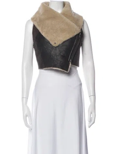 Pre-owned Helmut Lang Shearling Biker Jacket In Brown
