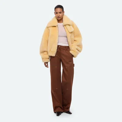 Helmut Lang Shearling Bomber In Cornsilk