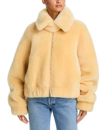 Helmut Lang Shearling Bomber Jacket In Yellow