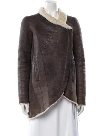 Pre-owned Helmut Lang Shearling Coat In Brown