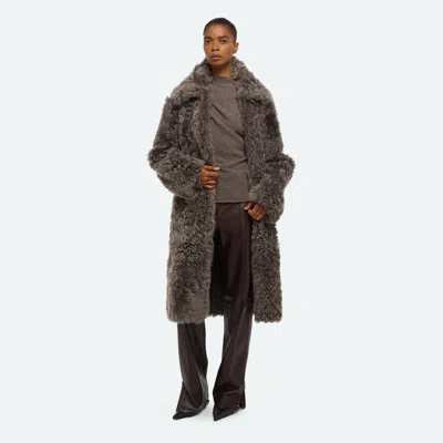 Helmut Lang Shearling Coat In Gray