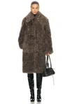 Helmut Lang Shearling Coat In Brown