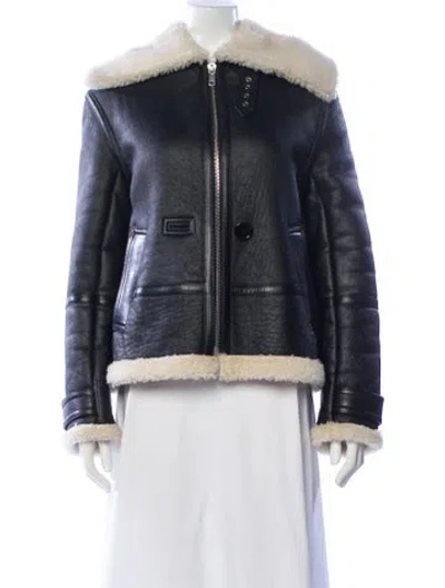 Pre-owned Helmut Lang Shearling Colorblock Pattern Fur Jacket In Blue