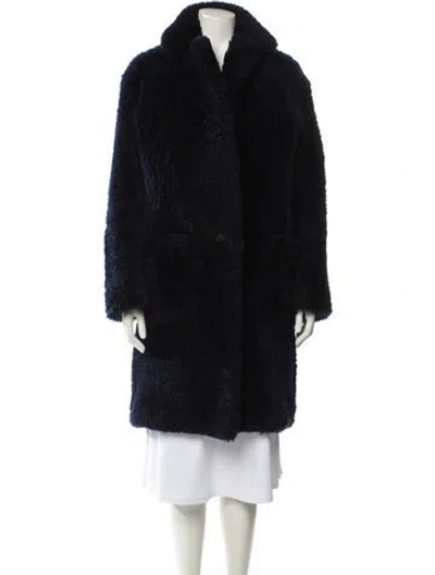 Pre-owned Helmut Lang Shearling Fur Coat In Blue