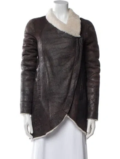 Pre-owned Helmut Lang Shearling Fur Coat In Brown