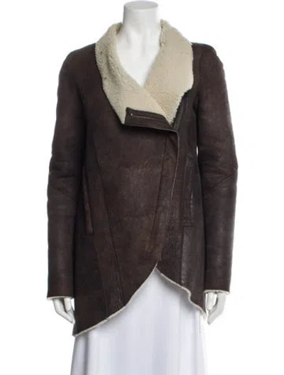 Pre-owned Helmut Lang Shearling Fur Coat In Brown