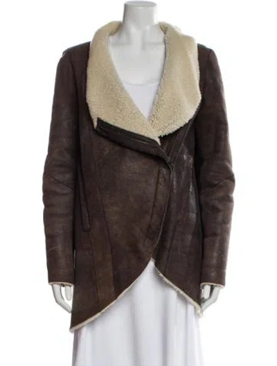 Pre-owned Helmut Lang Shearling Fur Coat In Brown