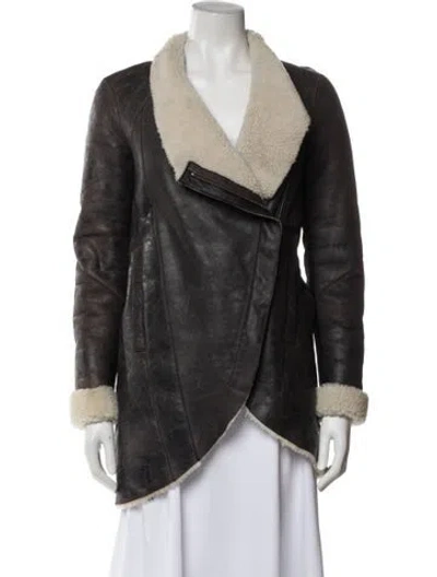Pre-owned Helmut Lang Shearling Fur Coat In Gray