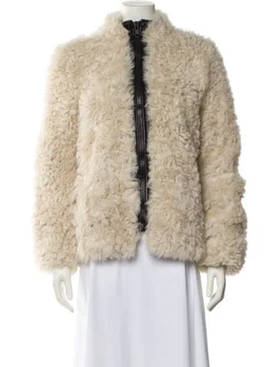 Pre-owned Helmut Lang Shearling Fur Coat In Neutral