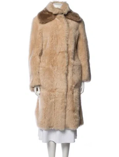 Pre-owned Helmut Lang Shearling Fur Coat In Neutrals