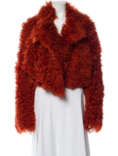 Pre-owned Helmut Lang Shearling Fur Jacket W/ Tags In Orange