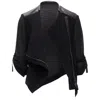 Helmut Lang Sheep Leather Detail Bias Drape Biker Jacket In Black