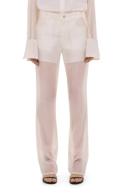 Helmut Lang Sheer Bootcut Pants In White