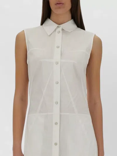 Helmut Lang Sheer Bustier Shirt Dress Slim Silhouette In White