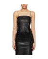 Helmut Lang Lace-trimmed Leather Tank Top In Black