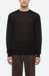 Helmut Lang Sheer Logo Linen Long Sleeve T-shirt In Black