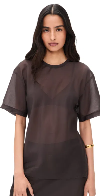 Helmut Lang Sheer Relax Airy Tee Bistre In Brown