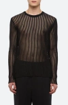 Helmut Lang Sheer Stripe Crewneck T-shirt In Black