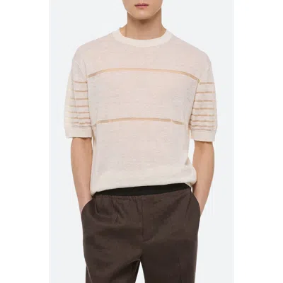 Helmut Lang Sheer Stripe Linen T-shirt In Ivory