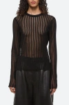 Helmut Lang Long-sleeve Mesh Seatbelt Top In Black