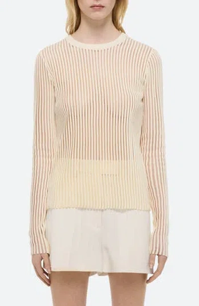 Helmut Lang Sheer Stripe Sweater In Neutral