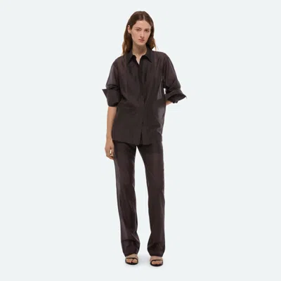 Helmut Lang Sheer Tux Shirt In Brown