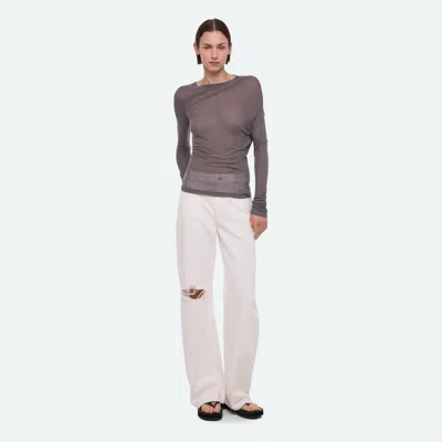 Helmut Lang Sheer Twisted Long-sleeve In Gray