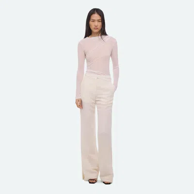 Helmut Lang Sheer Twisted Long-sleeve In Neutral