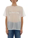 Helmut Lang Sheer White T-shirt With Bold Logo In Neutrals