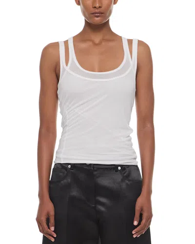 Helmut Lang Shifted Sheer Scoop Neck Tank In White